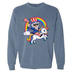 Unicorn Uncle Sam 4th of July Mericorn  USA Flag Garment-Dyed Sweatshirt