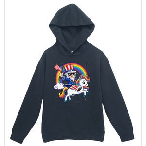 Unicorn Uncle Sam 4th of July Mericorn  USA Flag Urban Pullover Hoodie