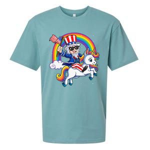 Unicorn Uncle Sam 4th of July Mericorn  USA Flag Sueded Cloud Jersey T-Shirt