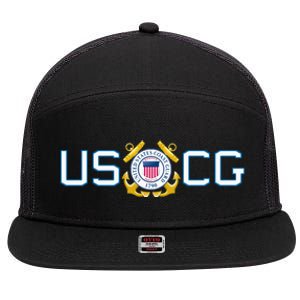 US UNITED STATES COAST GUARD USCG ANCHOR EMBLEM SEAL LOGO 7 Panel Mesh Trucker Snapback Hat