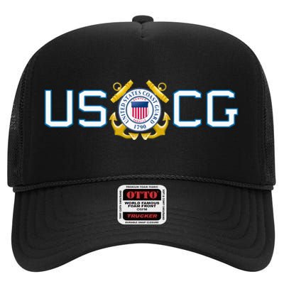 US UNITED STATES COAST GUARD USCG ANCHOR EMBLEM SEAL LOGO High Crown Mesh Back Trucker Hat