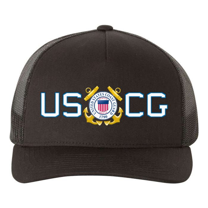 US UNITED STATES COAST GUARD USCG ANCHOR EMBLEM SEAL LOGO Yupoong Adult 5-Panel Trucker Hat