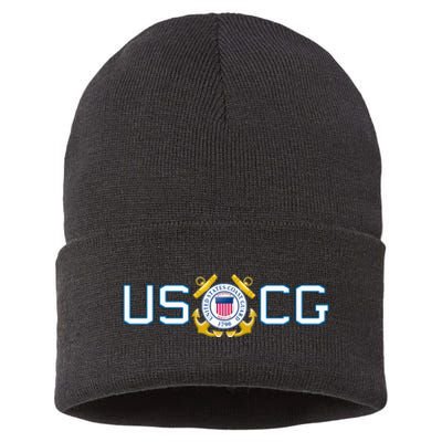 US UNITED STATES COAST GUARD USCG ANCHOR EMBLEM SEAL LOGO Sustainable Knit Beanie