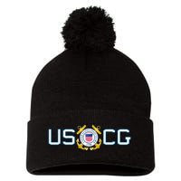 US UNITED STATES COAST GUARD USCG ANCHOR EMBLEM SEAL LOGO Pom Pom 12in Knit Beanie