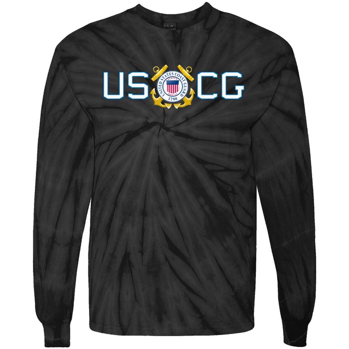 US UNITED STATES COAST GUARD USCG ANCHOR EMBLEM SEAL LOGO Tie-Dye Long Sleeve Shirt