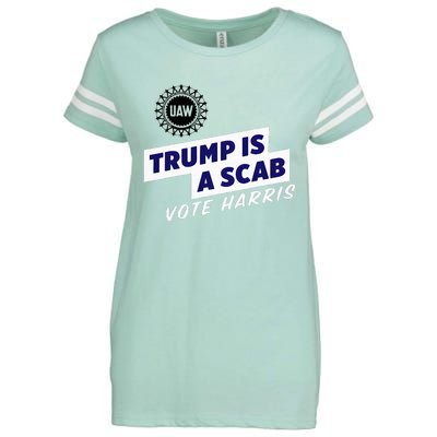 Uaw Union Trump Is A Scab Vote Kamala Harris Funny Uaw Red Enza Ladies Jersey Football T-Shirt