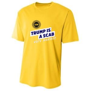 Uaw Union Trump Is A Scab Vote Kamala Harris Funny Uaw Red Youth Performance Sprint T-Shirt