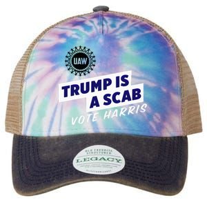 Uaw Union Trump Is A Scab Vote Kamala Harris Funny Uaw Red Legacy Tie Dye Trucker Hat