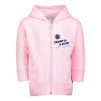 Uaw Union Trump Is A Scab Vote Kamala Harris Funny Uaw Red Toddler Zip Fleece Hoodie