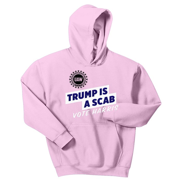 Uaw Union Trump Is A Scab Vote Kamala Harris Funny Uaw Red Kids Hoodie