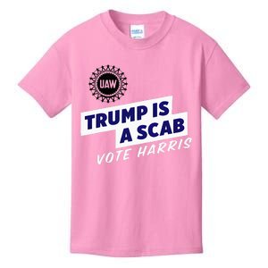 Uaw Union Trump Is A Scab Vote Kamala Harris Funny Uaw Red Kids T-Shirt