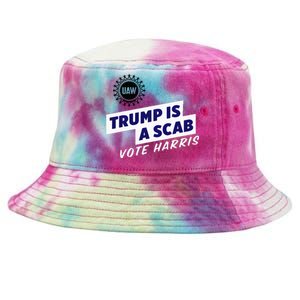 Uaw Union Trump Is A Scab Vote Kamala Harris Funny Uaw Red Tie-Dyed Bucket Hat