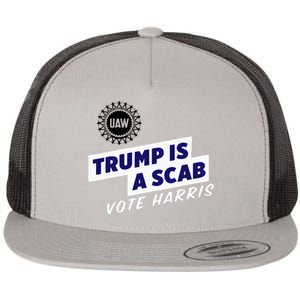 Uaw Union Trump Is A Scab Vote Kamala Harris Funny Uaw Red Flat Bill Trucker Hat