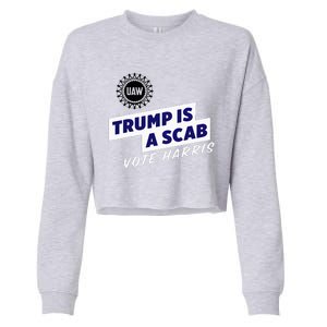 Uaw Union Trump Is A Scab Vote Kamala Harris Funny Uaw Red Cropped Pullover Crew