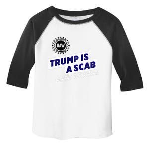 Uaw Union Trump Is A Scab Vote Kamala Harris Funny Uaw Red Toddler Fine Jersey T-Shirt