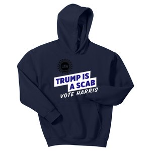 Uaw Union Trump Is A Scab Vote Kamala Harris Funny Uaw Red Kids Hoodie