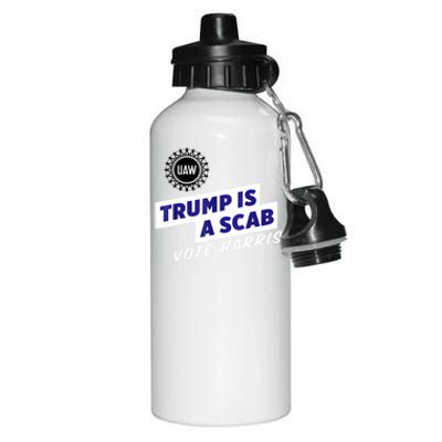 Uaw Union Trump Is A Scab Vote Kamala Harris Funny Uaw Red Aluminum Water Bottle 