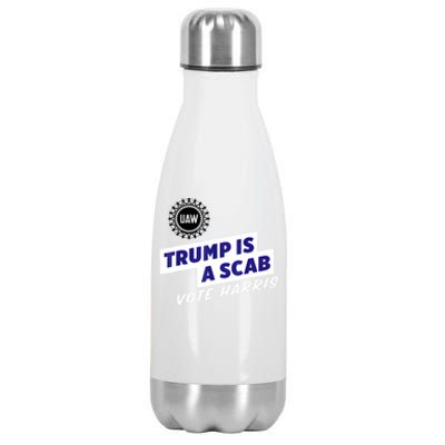 Uaw Union Trump Is A Scab Vote Kamala Harris Funny Uaw Red Stainless Steel Insulated Water Bottle