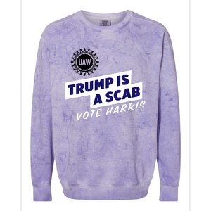 Uaw Union Trump Is A Scab Vote Kamala Harris Funny Uaw Red Colorblast Crewneck Sweatshirt