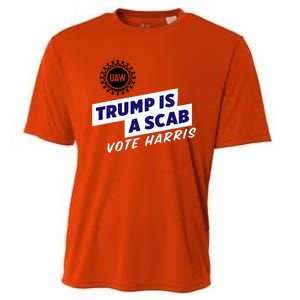 Uaw Union Trump Is A Scab Vote Kamala Harris Funny Uaw Red Cooling Performance Crew T-Shirt