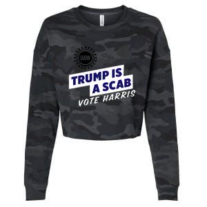 Uaw Union Trump Is A Scab Vote Kamala Harris Funny Uaw Red Cropped Pullover Crew