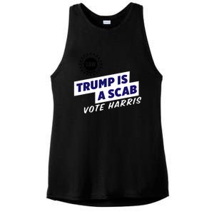 Uaw Union Trump Is A Scab Vote Kamala Harris Funny Uaw Red Ladies PosiCharge Tri-Blend Wicking Tank