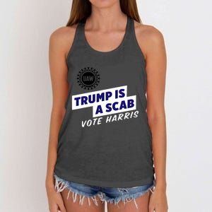 Uaw Union Trump Is A Scab Vote Kamala Harris Funny Uaw Red Women's Knotted Racerback Tank