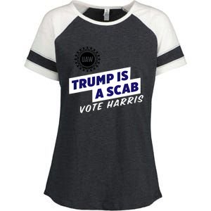 Uaw Union Trump Is A Scab Vote Kamala Harris Funny Uaw Red Enza Ladies Jersey Colorblock Tee