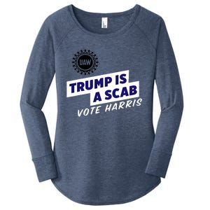 Uaw Union Trump Is A Scab Vote Kamala Harris Funny Uaw Red Women's Perfect Tri Tunic Long Sleeve Shirt