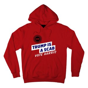 Uaw Union Trump Is A Scab Vote Kamala Harris Funny Uaw Red Hoodie