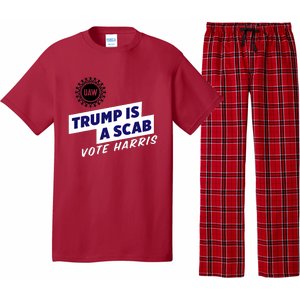 Uaw Union Trump Is A Scab Vote Kamala Harris Funny Uaw Red Pajama Set