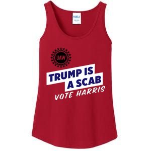 Uaw Union Trump Is A Scab Vote Kamala Harris Funny Uaw Red Ladies Essential Tank