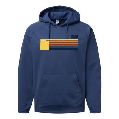 Retro Vintage Utah Performance Fleece Hoodie