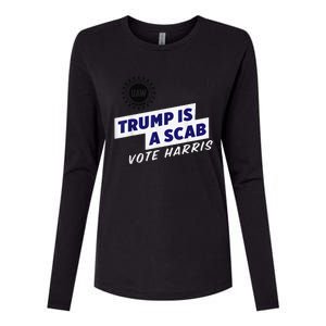 Uaw Union Trump Is A Scab Vote Kamala Harris Funny Uaw Red Womens Cotton Relaxed Long Sleeve T-Shirt