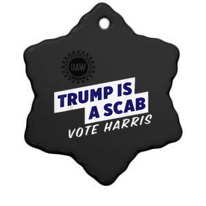 Uaw Union Trump Is A Scab Vote Kamala Harris Funny Uaw Red Ceramic Star Ornament