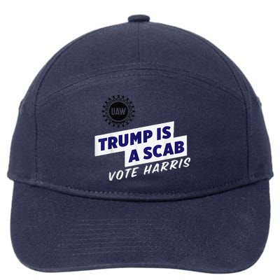 Uaw Union Trump Is A Scab Vote Kamala Harris Funny Uaw Red 7-Panel Snapback Hat