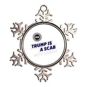 Uaw Union Trump Is A Scab Vote Kamala Harris Funny Uaw Red Metallic Star Ornament