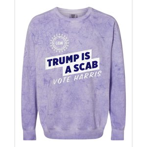 Uaw Union Trump Is A Scab Vote Kamala Harris Funny Uaw Red Colorblast Crewneck Sweatshirt