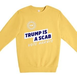 Uaw Union Trump Is A Scab Vote Kamala Harris Funny Uaw Red Premium Crewneck Sweatshirt