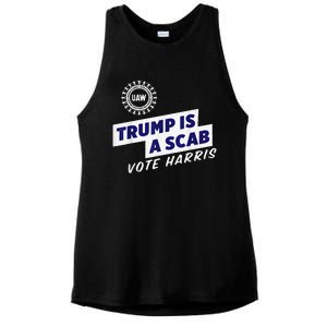 Uaw Union Trump Is A Scab Vote Kamala Harris Funny Uaw Red Ladies PosiCharge Tri-Blend Wicking Tank