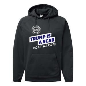 Uaw Union Trump Is A Scab Vote Kamala Harris Funny Uaw Red Performance Fleece Hoodie