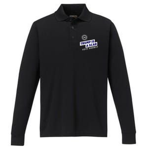 Uaw Union Trump Is A Scab Vote Kamala Harris Funny Uaw Red Performance Long Sleeve Polo