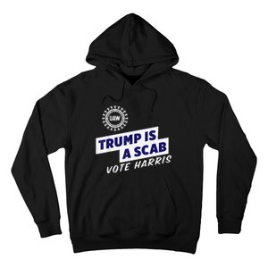 Uaw Union Trump Is A Scab Vote Kamala Harris Funny Uaw Red Hoodie