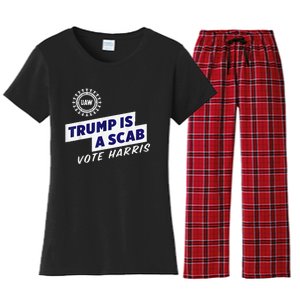 Uaw Union Trump Is A Scab Vote Kamala Harris Funny Uaw Red Women's Flannel Pajama Set