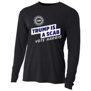 Uaw Union Trump Is A Scab Vote Kamala Harris Funny Uaw Red Cooling Performance Long Sleeve Crew