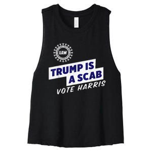 Uaw Union Trump Is A Scab Vote Kamala Harris Funny Uaw Red Women's Racerback Cropped Tank