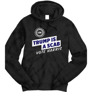 Uaw Union Trump Is A Scab Vote Kamala Harris Funny Uaw Red Tie Dye Hoodie