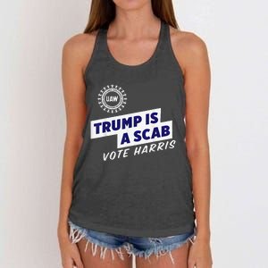 Uaw Union Trump Is A Scab Vote Kamala Harris Funny Uaw Red Women's Knotted Racerback Tank