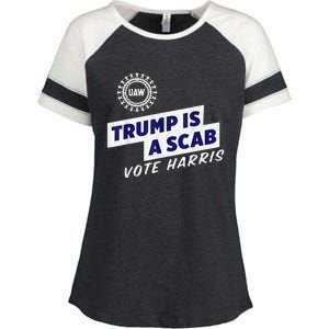 Uaw Union Trump Is A Scab Vote Kamala Harris Funny Uaw Red Enza Ladies Jersey Colorblock Tee