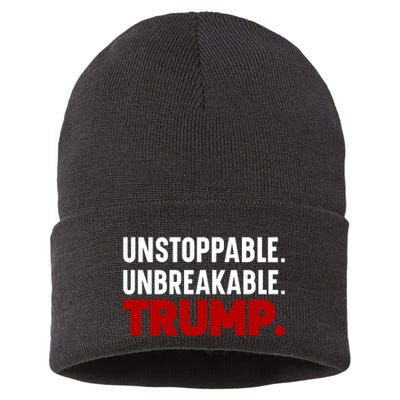 Unstoppable Unbreakable Trump Quote Sustainable Knit Beanie